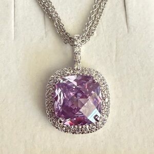 Chic Silver and Purple Gem Necklace